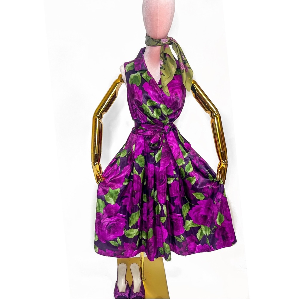 Vintage Purple Floral Summer Dress